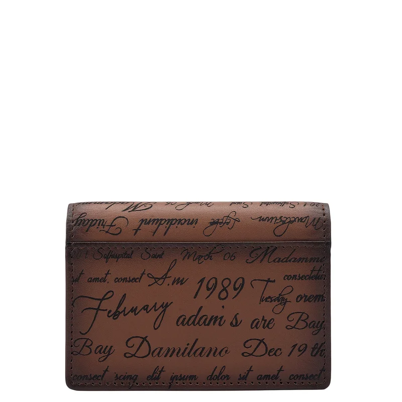 Da Milano Con 4 Slots Leather Card Case - Cognac  | Best Price UAE